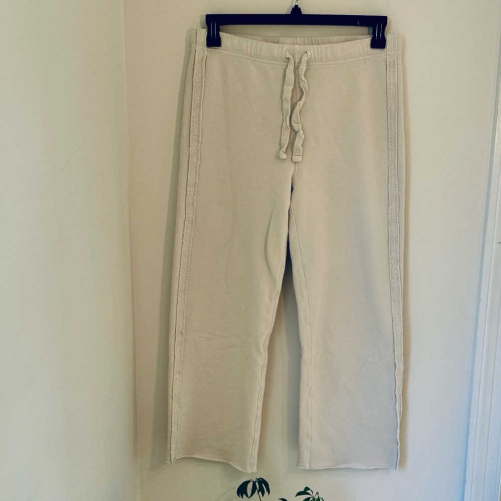 FRANK & EILEEN Womens Bella Bone Cream Cotton Cropped Lounge SweatPants MED